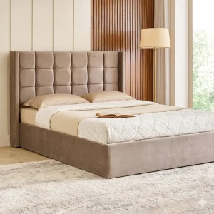 Helios Bravo Betty King Bed with Hydraulic Storage – Brown