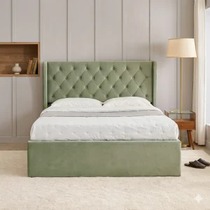 Helios Bravo Roxy King Bed with Hydraulic Storage – Green